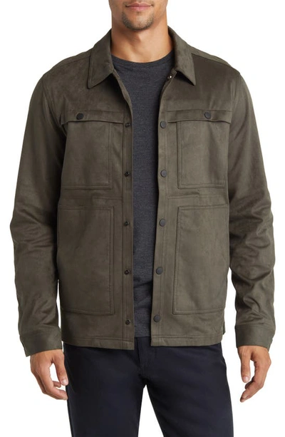 Robert Barakett Faux Leather Renoir Jacket In Soldier Green