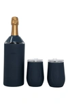 Vinglace Wine Bottle Chiller & Tumbler Gift Set In Black