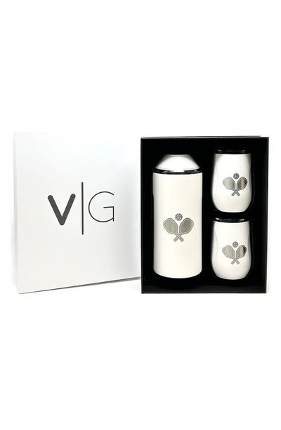 Vinglace Vinglacé Pickleball Wine Bottle Chiller & Tumbler Gift Set In White
