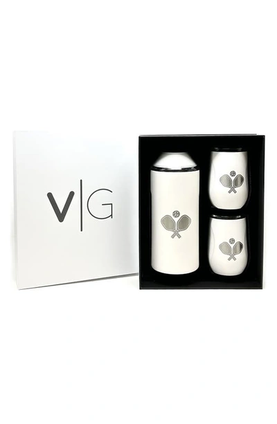 Vinglace Pickleball Wine Bottle Chiller & Tumbler Gift Set In White