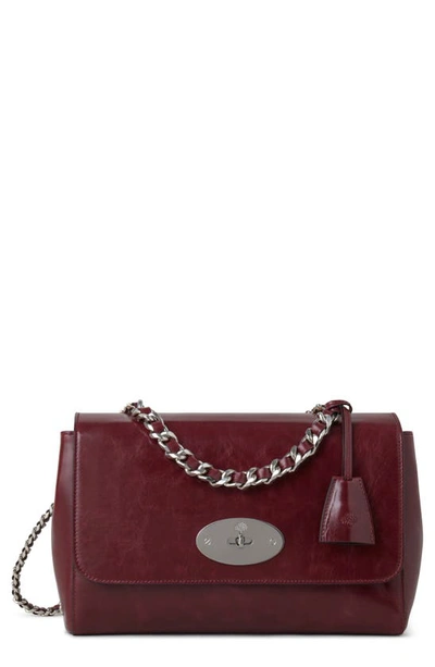 Mulberry Medium Lily Wrinkly Leather Shoulder Bag In Black Cherry