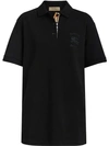 Burberry Check Placket Cotton Piqué Polo Shirt In Black