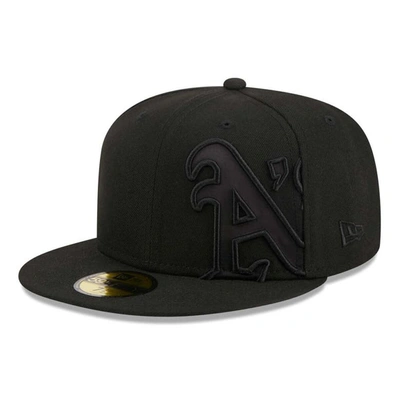 New Era Black Oakland Athletics Satin Peek 59fifty Fitted Hat