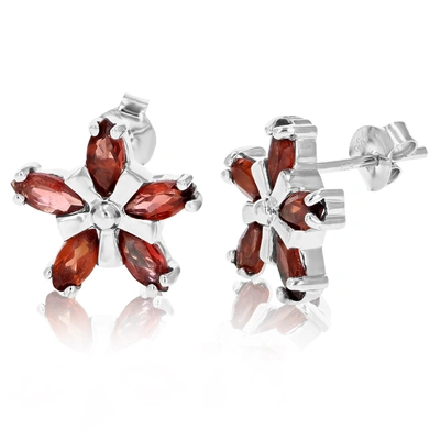 Vir Jewels 1.20 Cttw Garnet Stud Earrings .925 Sterling Silver With Rhodium 7x4 Mm Marquise In Red