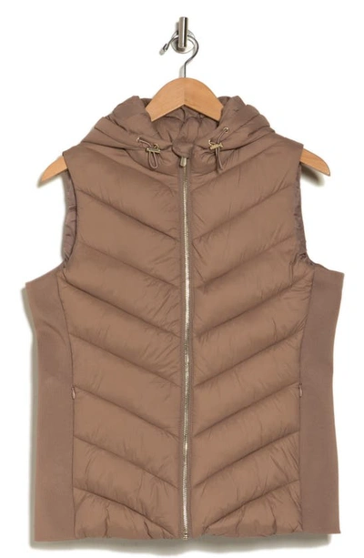Jaclyn Smith Quilted Puffer Vest In Taupe