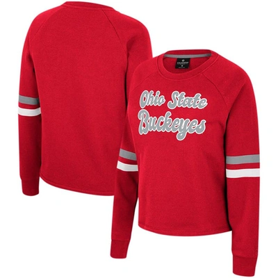 Colosseum Scarlet Ohio State Buckeyes Talent Competition Raglan Pullover Sweatshirt