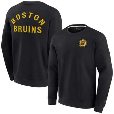 Fanatics Signature Unisex   Black Boston Bruins Super Soft Pullover Crew Sweatshirt