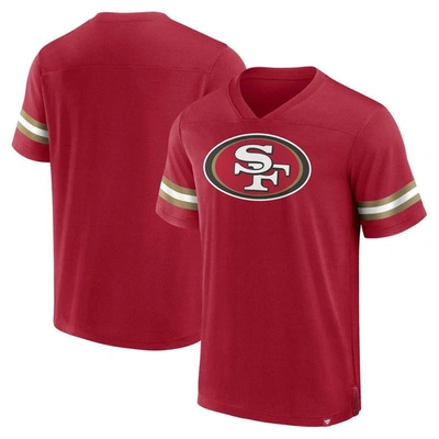 Fanatics Branded  Scarlet San Francisco 49ers Jersey Tackle V-neck T-shirt