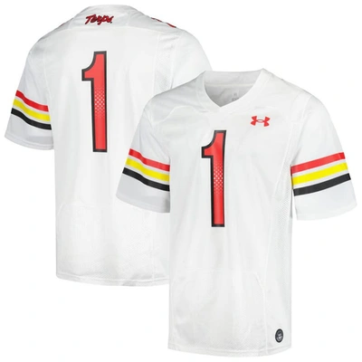 Under Armour #1 White Maryland Terrapins Replica Football Jersey