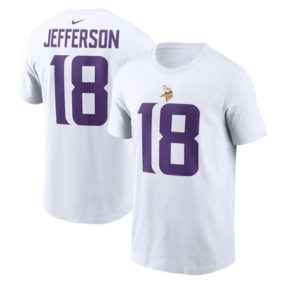 Nike Men's  Justin Jefferson White Minnesota Vikings Player Name And Number T-shirt