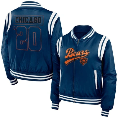 Wear By Erin Andrews Navy Chicago Bears Bomber Full-zip Jacket