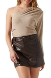 Astr Cosima One-shoulder Sweater In Taupe