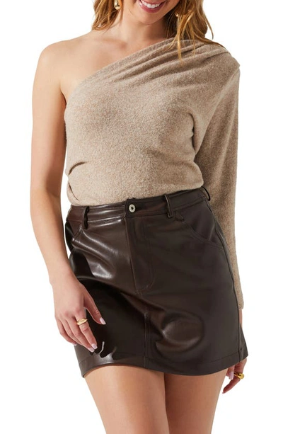 Astr Cosima One-shoulder Sweater In Taupe