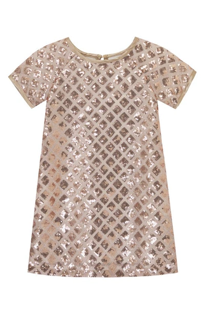 Peek Aren't You Curious Kids' Diamond Sequin Glitter Shift Dress In Gold