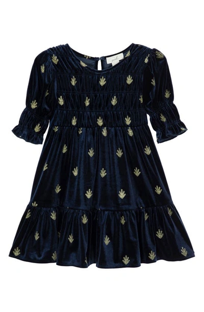 Peek Aren't You Curious Kids' Tress Sequin Velvet Dress In Navy