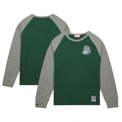 Mitchell & Ness Men's  Green Michigan State Spartans Legendary Slub Raglan Long Sleeve T-shirt