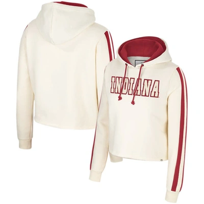 Colosseum Cream Indiana Hoosiers Perfect Date Cropped Pullover Hoodie