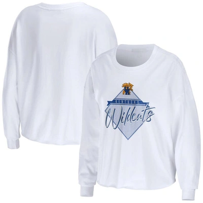 Wear By Erin Andrews White Kentucky Wildcats Diamond Long Sleeve Cropped T-shirt