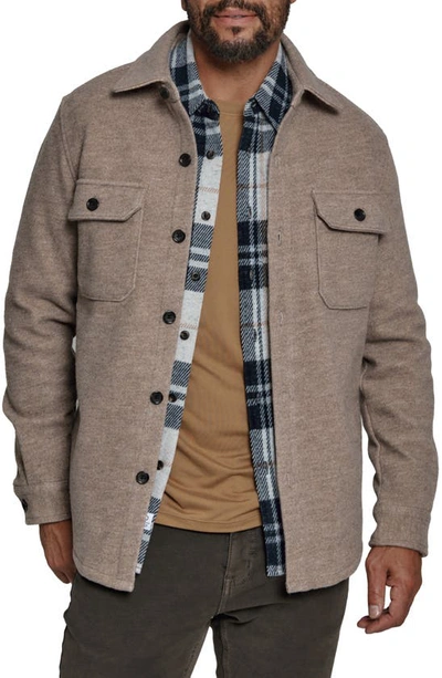 7 Diamonds Generation Brushed Flannel Button-up Shirt Jacket In Taupe