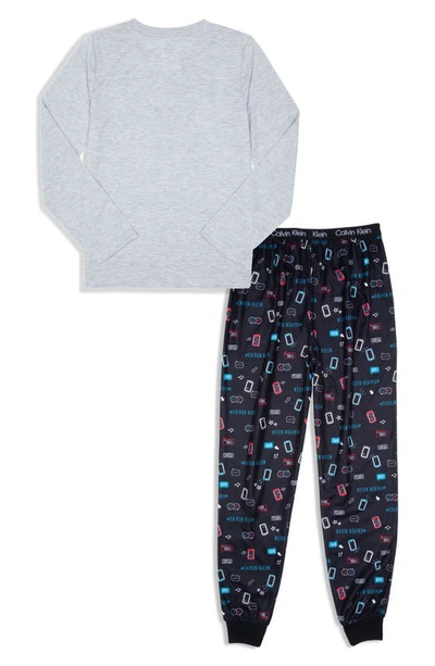 Calvin Klein Kids' Long Sleeve Two-piece Pajamas In Cell Phone Bolt