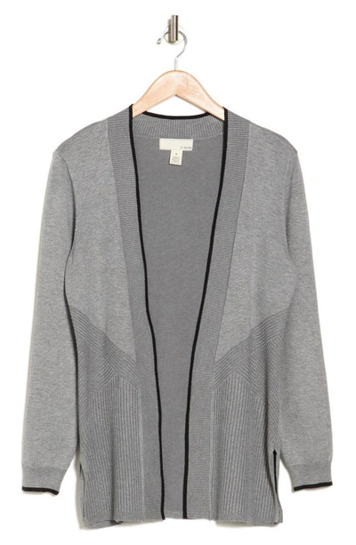 By Design Emery Open Front Cardigan In Light Heather Grey/ Black