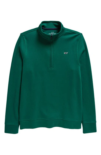 Vineyard Vines Kids' Half Zip Pullover In Turf Green