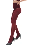 Heist The Eighty High Opaque Tights In Burgundy