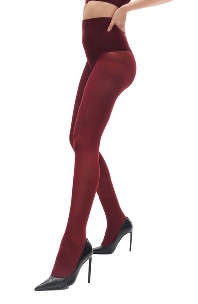 Heist The Eighty High Opaque Tights In Burgundy