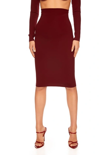 Susana Monaco Slim High Waist Stretch Pencil Skirt In Oxblood