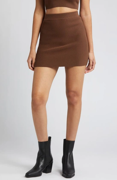 Open Edit Rib Sweater Skirt In Brown Pinecone