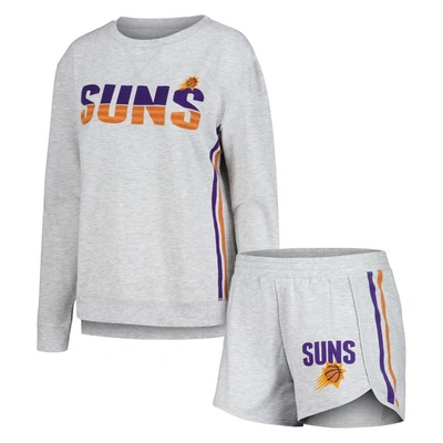 Concepts Sport Gray Phoenix Suns Cedar Long Sleeve T-shirt & Shorts Sleep Set