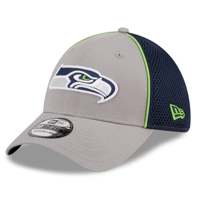 New Era Gray Seattle Seahawks  Pipe 39thirty Flex Hat