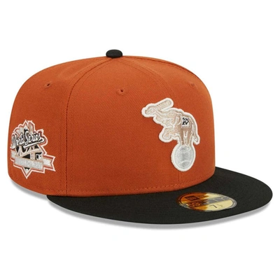 New Era Men's  Orange, Black Oakland Athletics 59fifty Fitted Hat In Orange,black