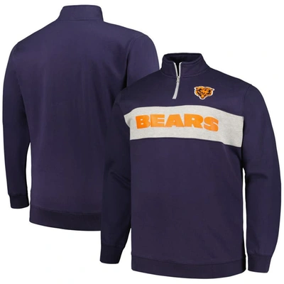 Profile Men's  Navy Chicago Bears Big And Tall Fleece Quarter-zip Jacket