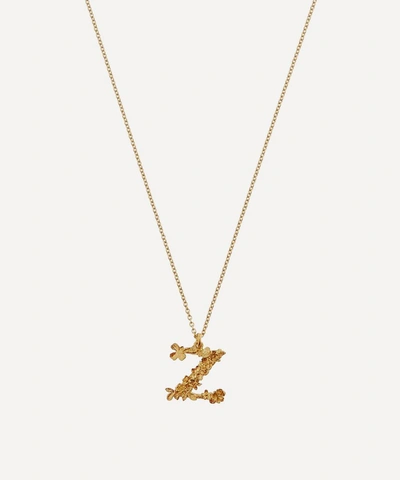 Alex Monroe Gold-plated Floral Letter Z Alphabet Necklace