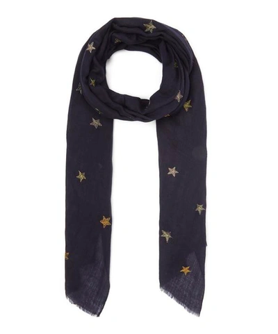 Lily And Lionel The Brightest Star Cashmere Scarf In Navy