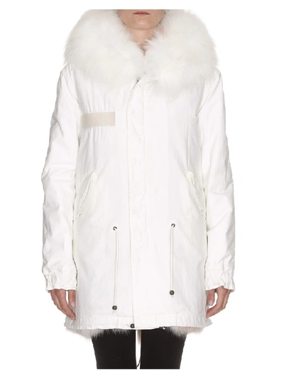 Mr & Mrs Italy Logo Embroidered Parka In White