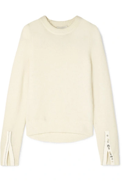 3.1 Phillip Lim / フィリップ リム Embellished Split-cuff Crewneck Alpaca Sweater In White