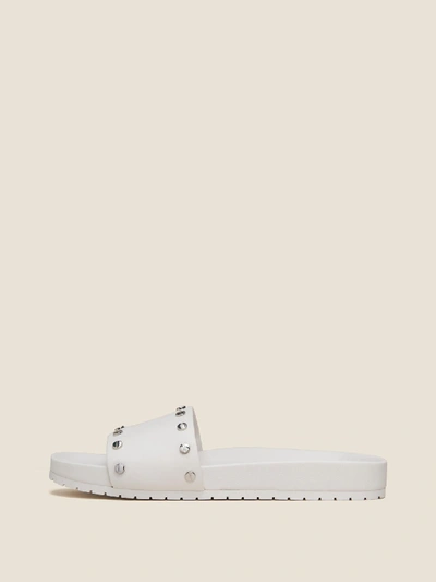 Donna Karan Cannes Studded Leather Slide Sandal In White