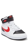 Nike Kids' Court Borough Mid 2 Basketball Shoe In White/ University Red