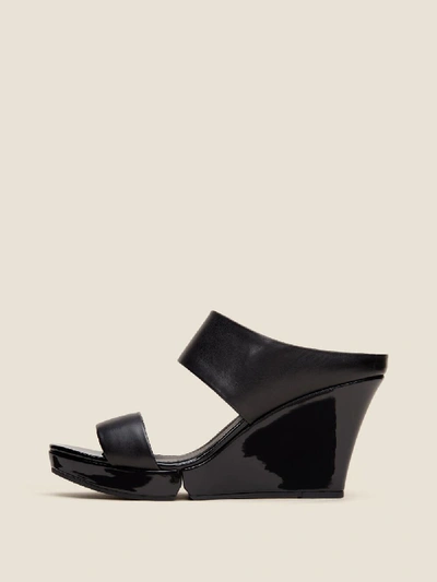 Donna Karan Women's Kami Leather Wedge Sandal - In Black