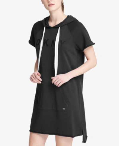 Donna Karan Sport Logo Hooded Sweatshirt Dress Created For Macy s In Black ModeSens