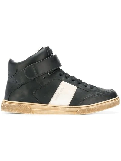 Saint Laurent Max Velcro Sneaker In Leather In Black