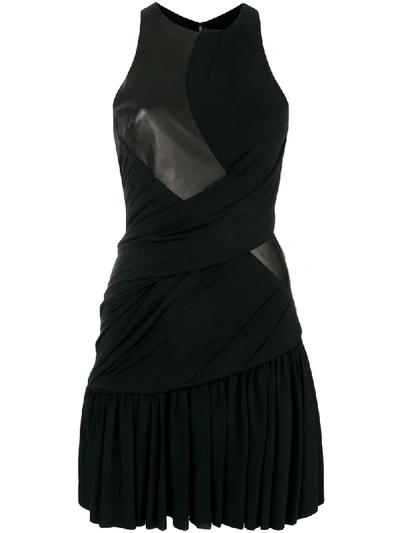 Alexander Wang Leather Detail Jersey Dress In Black