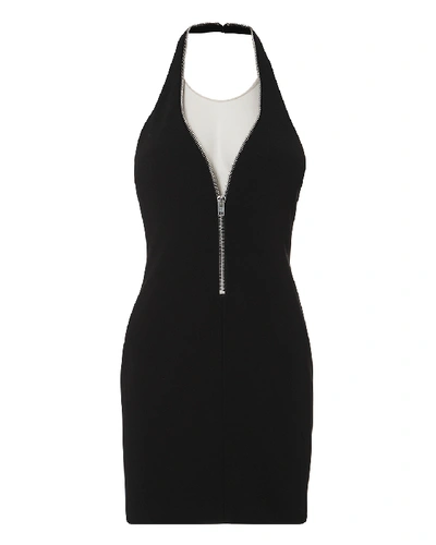 Alexander Wang Zip Detail Halter Mini Dress In Black