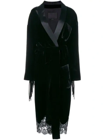 Alexander Wang Stud-embellished Leather And Velvet Coat In Black