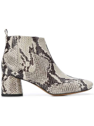 Marc Jacobs Snake-effect Leather Ankle Boots In Ivory Multicolor