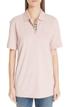 Burberry Hartford Pique Polo In Apricot Pink