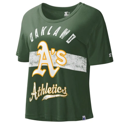 Starter Green Oakland Athletics  Record Setter Crop Top