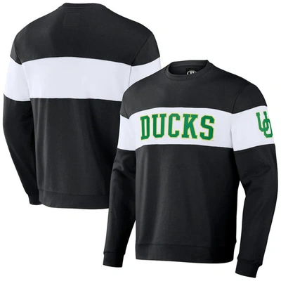 Darius Rucker Collection By Fanatics Black/white Oregon Ducks Colorblocked Pullover Sweatshirt